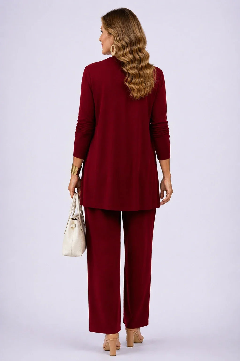 Holly | Ensemble Trois Pièces Fleuri Bordeaux