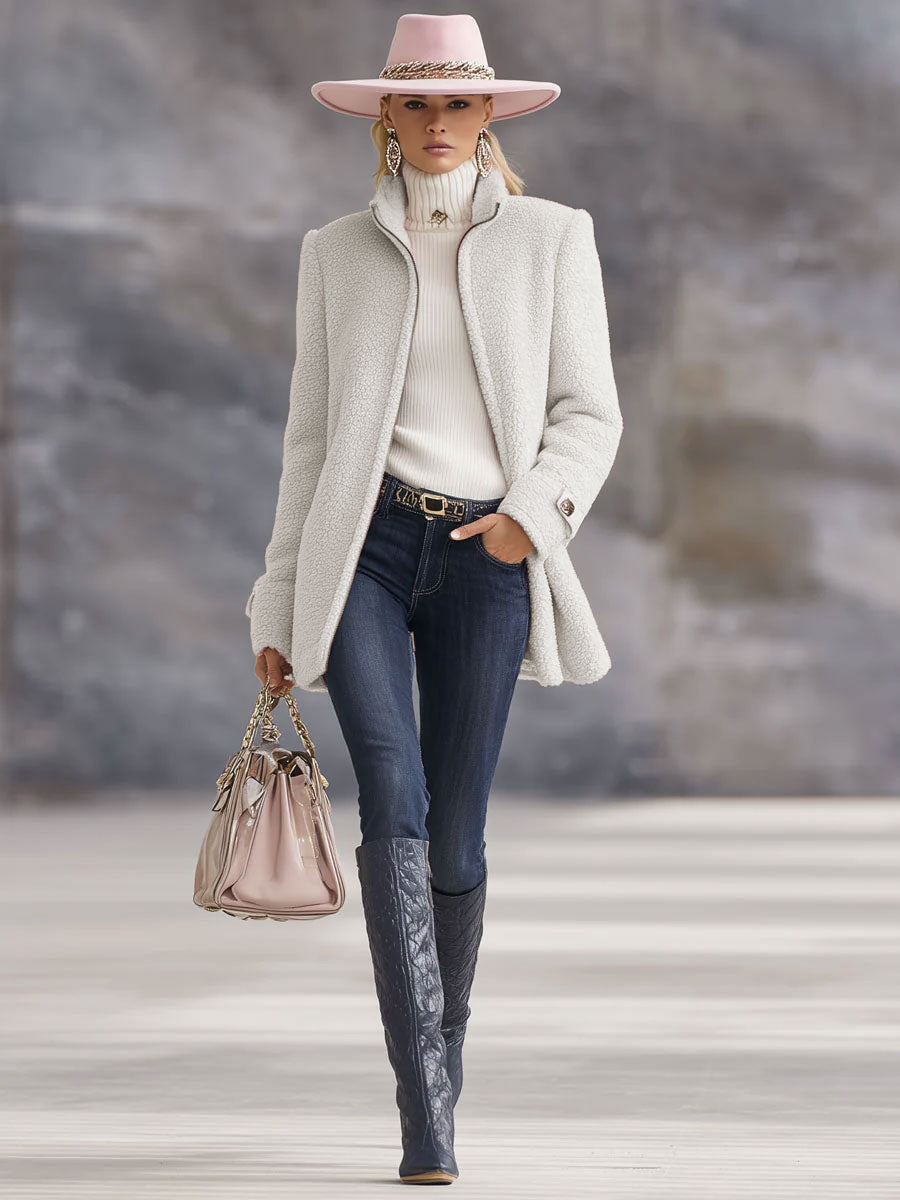 Rosalie | Veste polaire rose vintage zippée