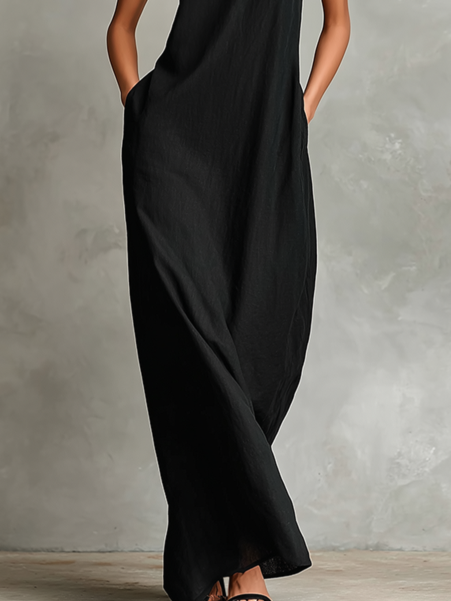 Chrissy | Robe Longue Minimaliste à Col Montant