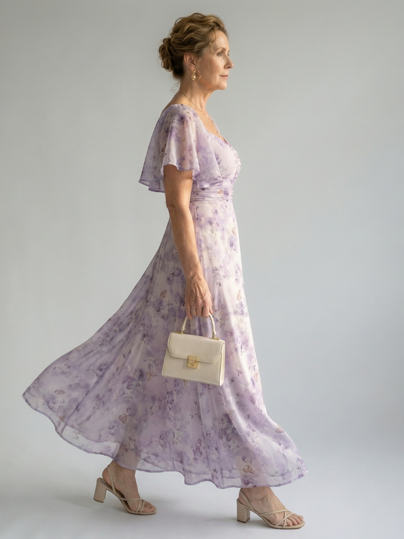 Maison Élise | Robe Midi à Manches Volantes Vaelis