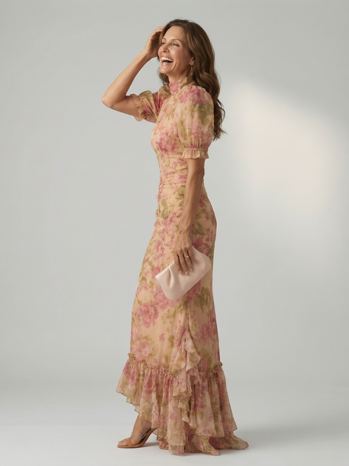 Maison Élise | Robe Maxi à Col Montant Doux Vianne