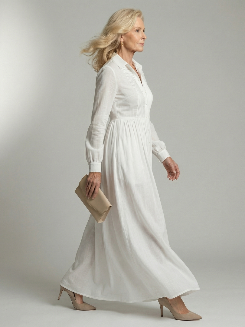 Lioren | Robe Longue Fluide Boutonnée