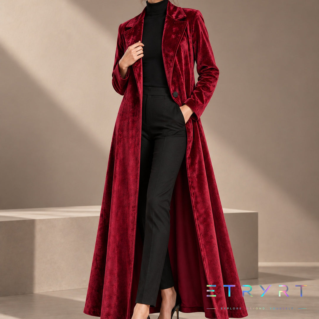 Béatrice | Manteau long en velours ouvert