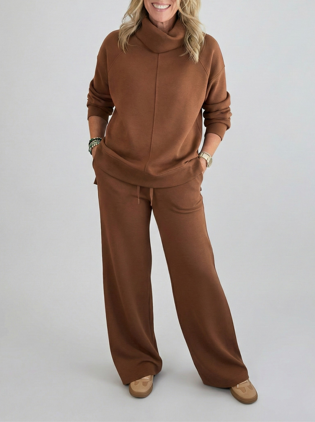 Margot ensemble douillet col bénitier marron