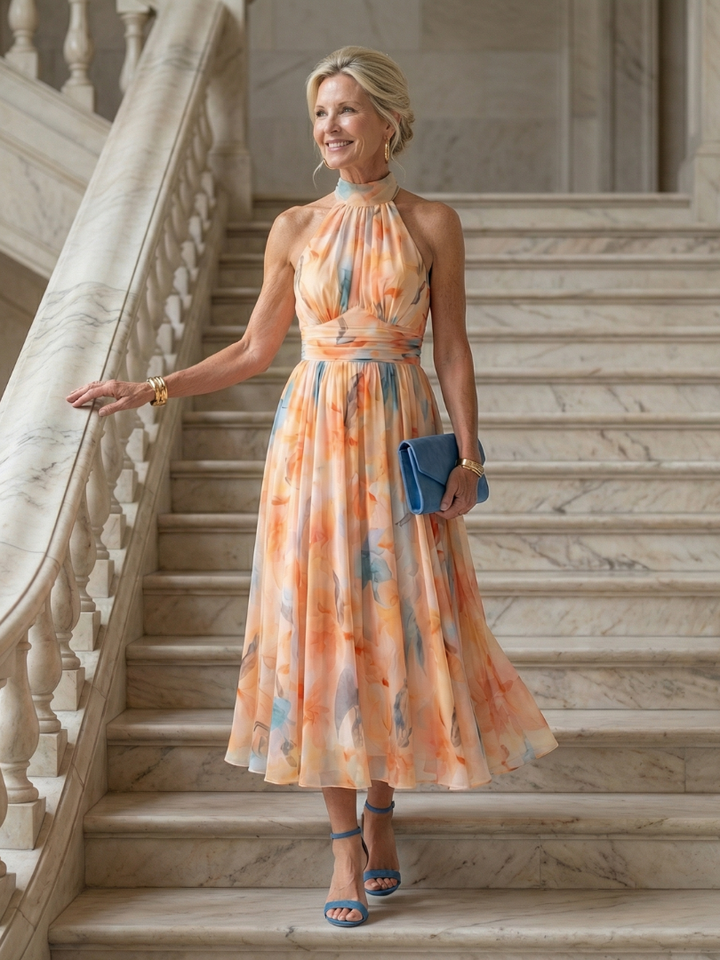 DEALCROIX | Robe Midi à Col Halter Doux Elin