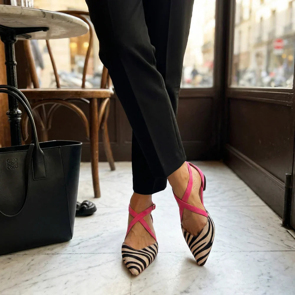 Vanessa – Ballerines à Brides Croisées Bicolores