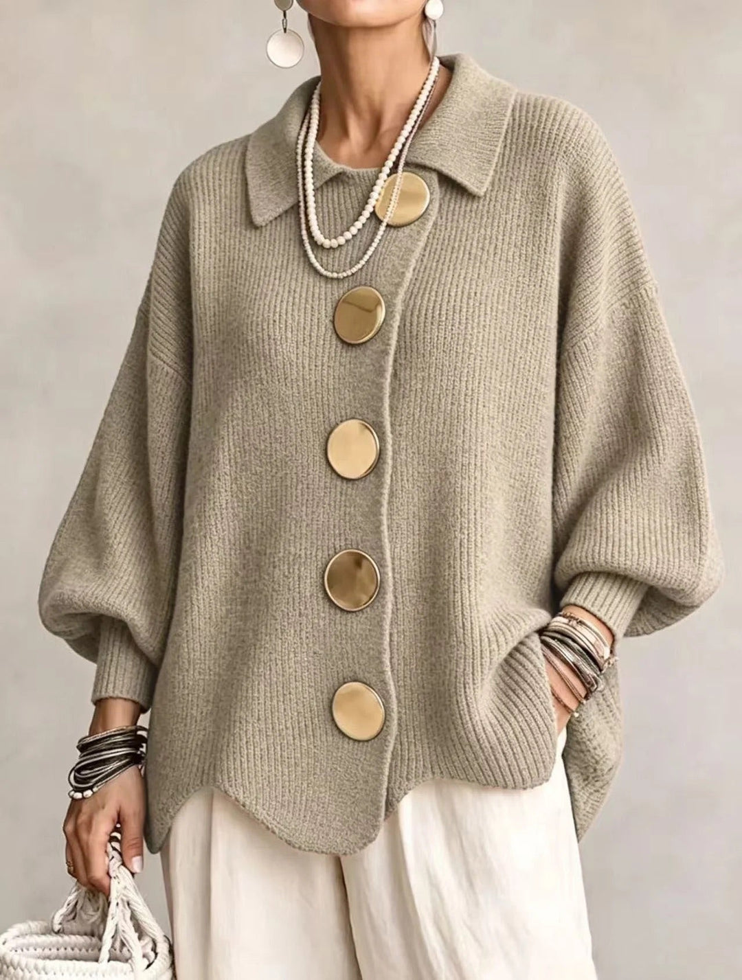 Karina | Cardigan Oversize à Col et Boutons