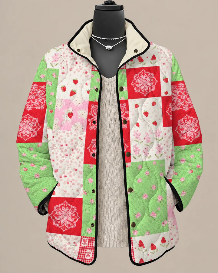 Rosalie | Veste Matelassée Patchwork Jardin de Fraises