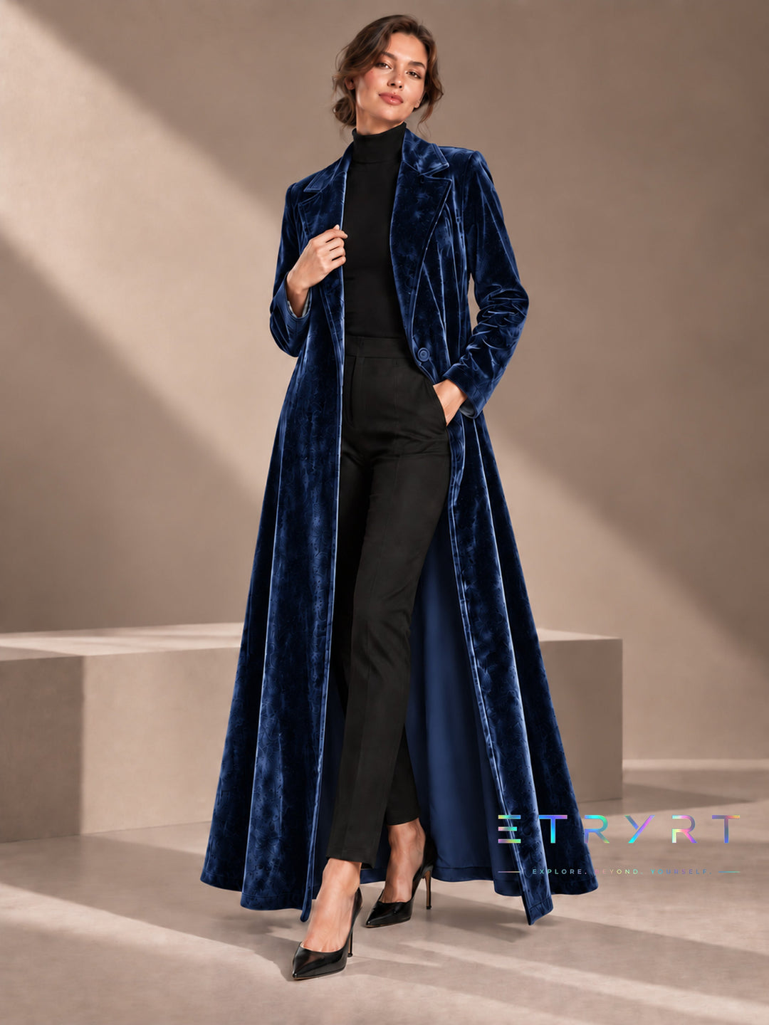 Béatrice | Manteau long en velours ouvert