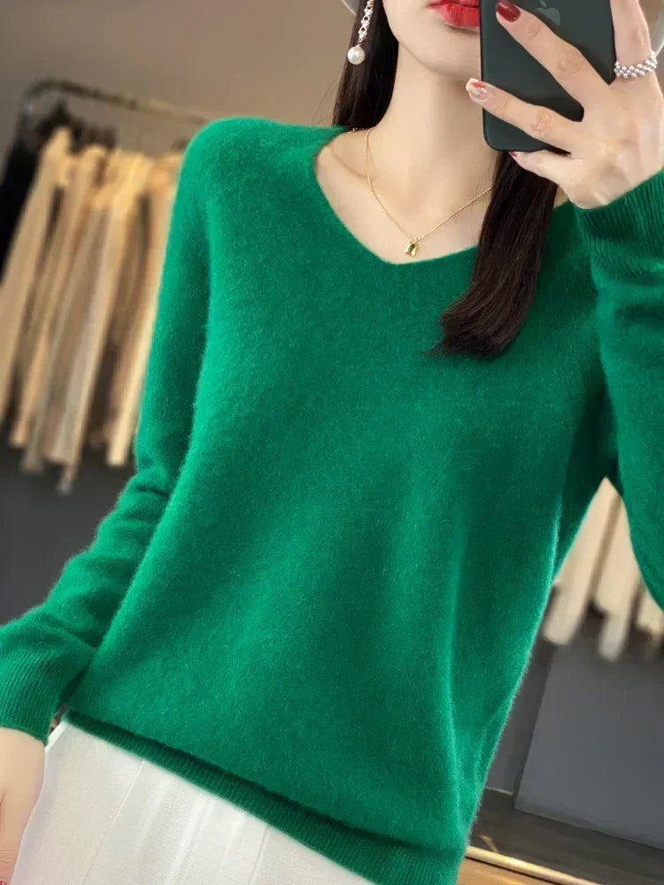 Pull Col V Maille Douce Martine