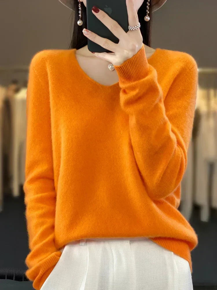 Pull Col V Maille Douce Martine