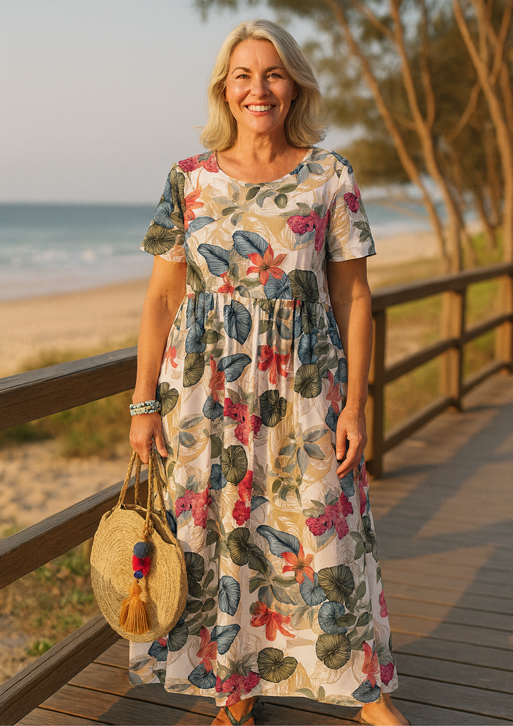 Lovi | Robe Midi Fleurie à Manches Papillon