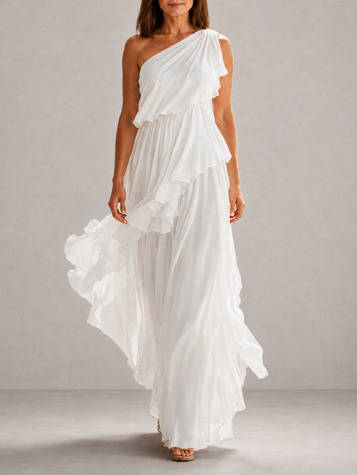 Scarlett | Robe Longue Asymétrique à Volants