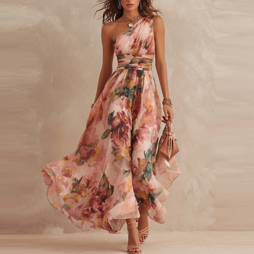 Maria | Robe Fleurie à Épaule Dénudée