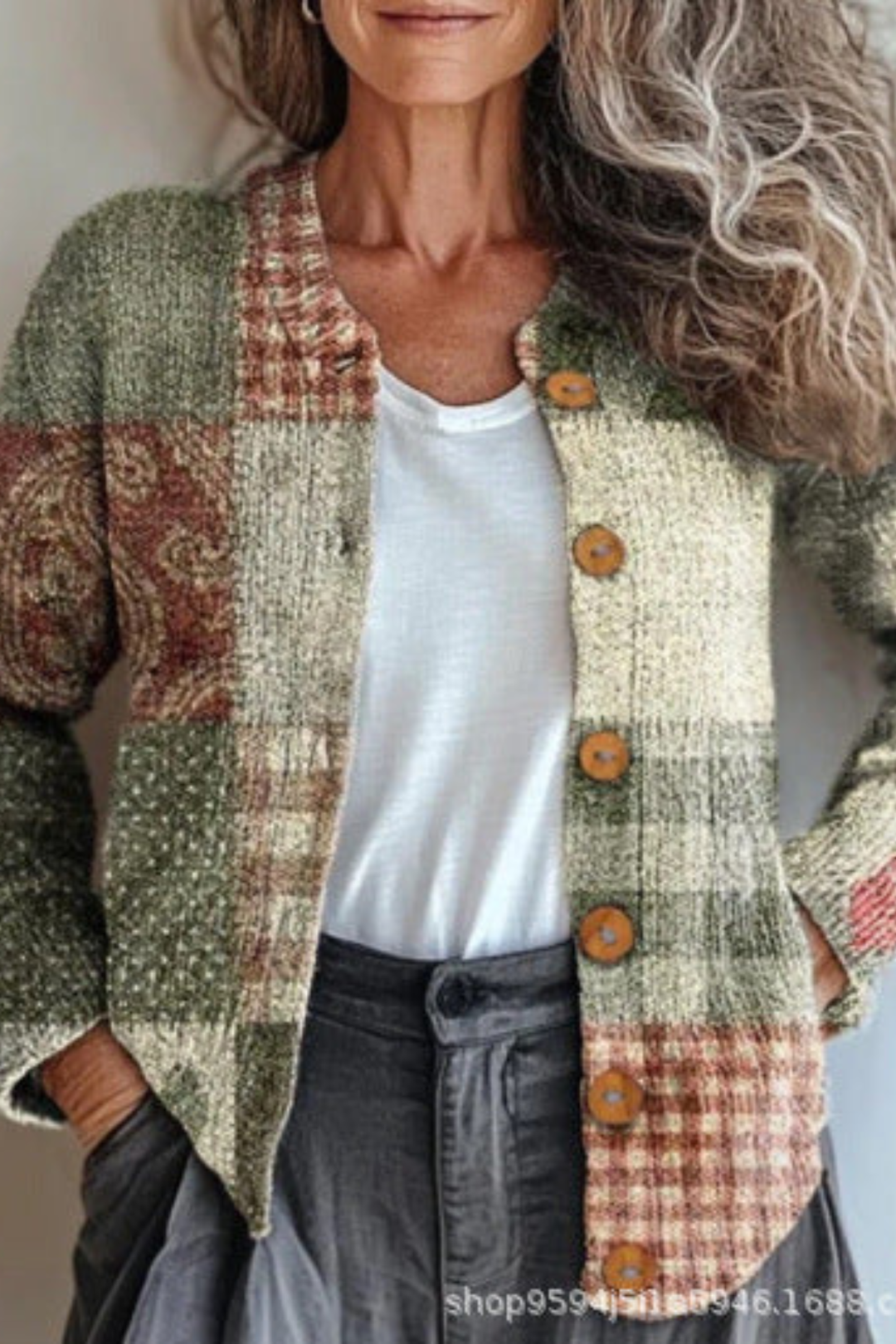 Petronella | Cardigan en Maille Patchwork Fleuri