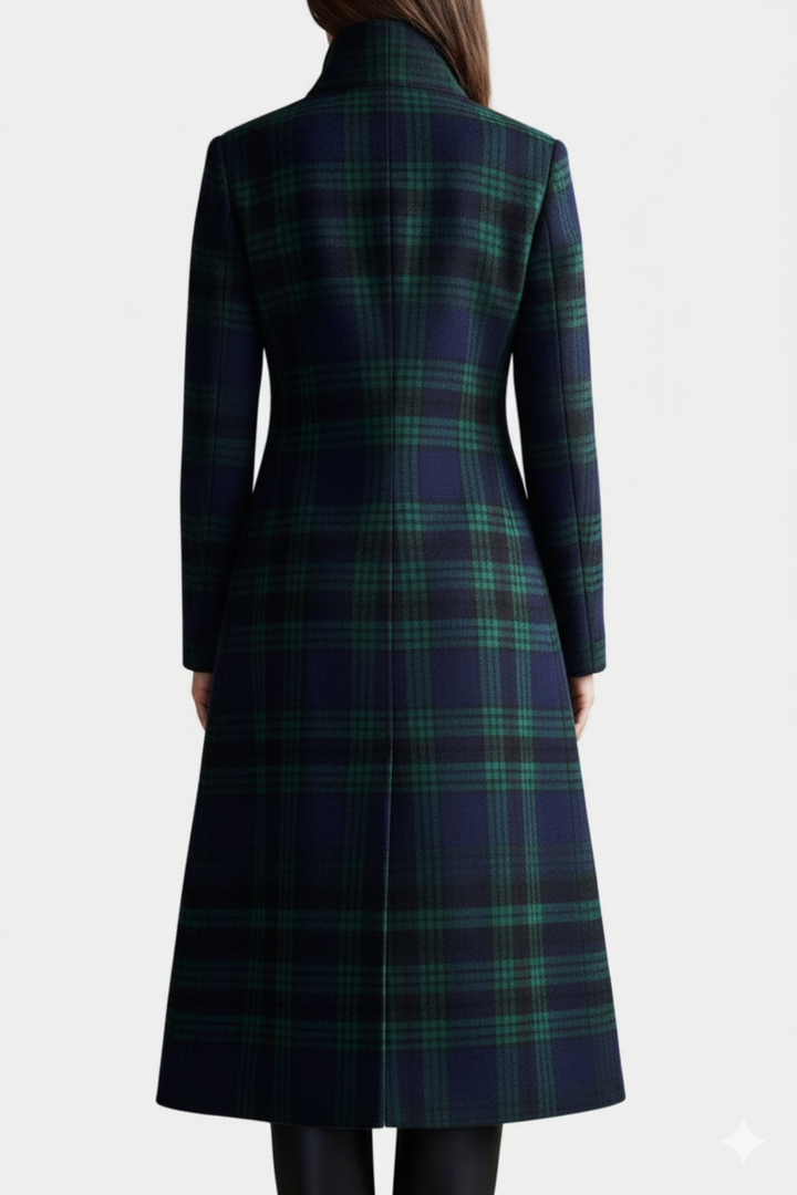 Rébecca | Manteau mi-long cintré à carreaux