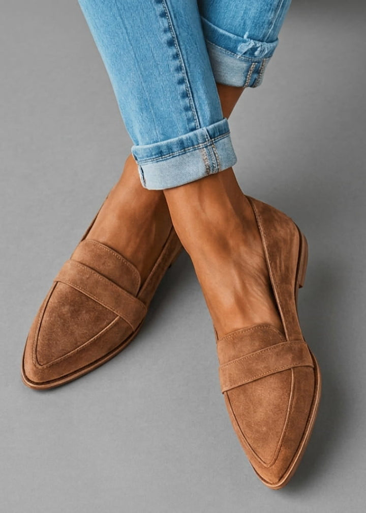 Élodie – Mocassins Plats en Suédine Souple