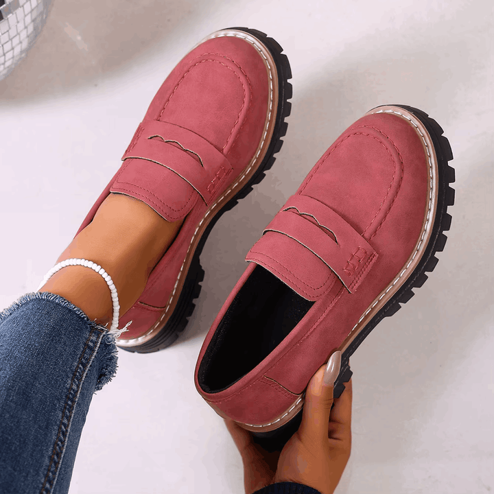 Elsa - Mocassins à Semelle Crantée Effet Daim