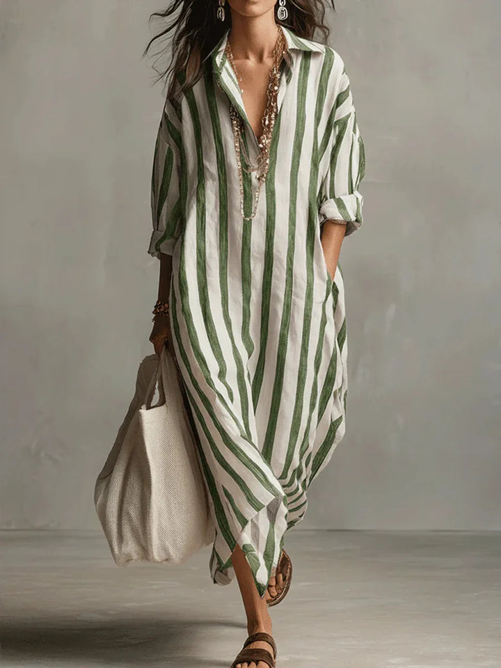 Scout | Robe Chemise Longue Rayée à Manches Longues et Poches