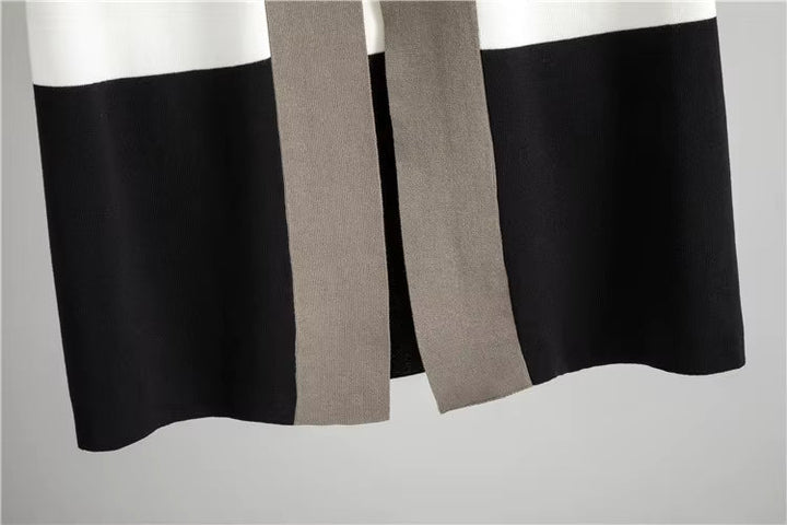 Albane | Ensemble 3 pièces en maille top, pantalon large et cardigan long
