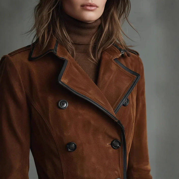 Georgette | Trench long effet daim avec ceinture
