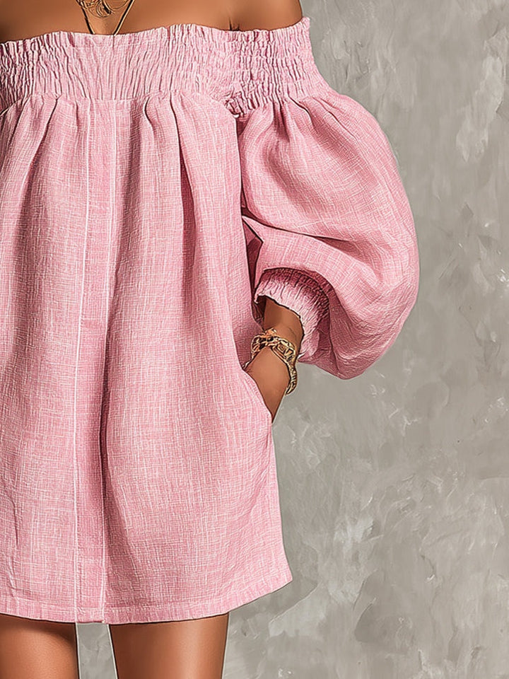 Rosaline | Mini Robe Épaules Dénudées à Manches Bouffantes