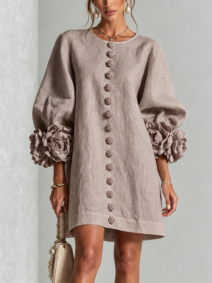 Sadie | Mini Robe Boutonnée à Poignets Fleuris