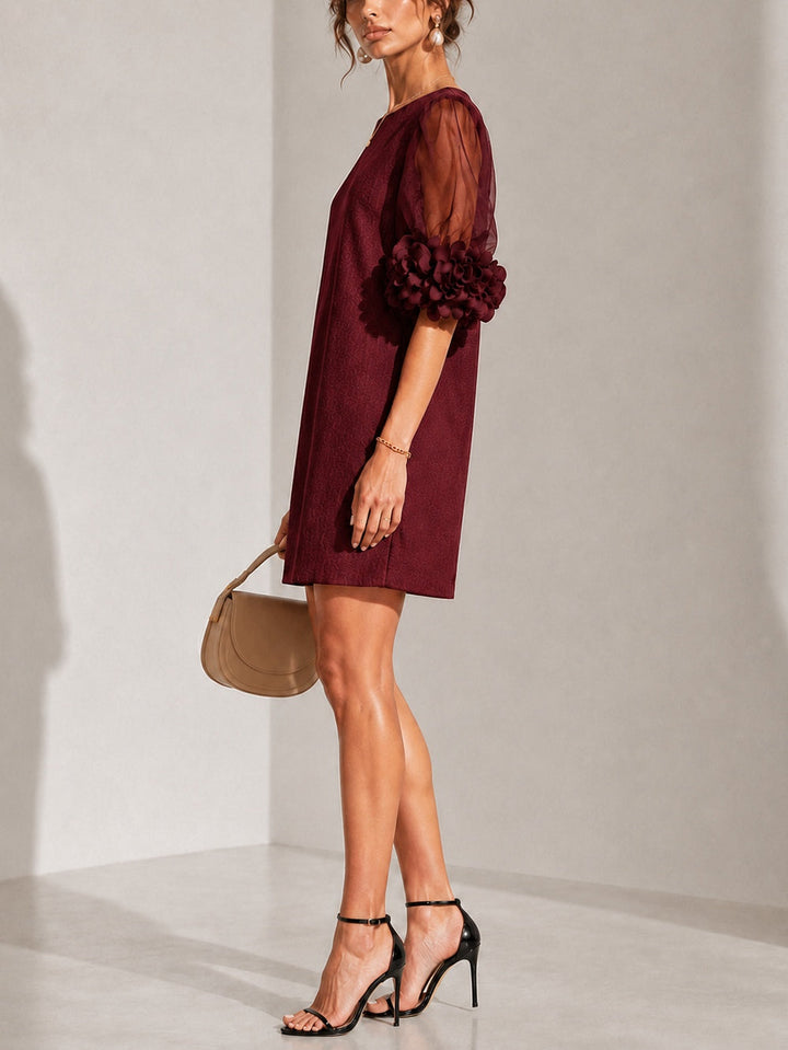 Philippa | Mini Robe à Manches Bouffantes et Poignets Fleuris