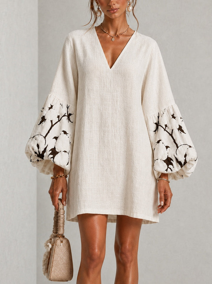 Waverly | Mini Robe Fleurie à Manches Bouffantes