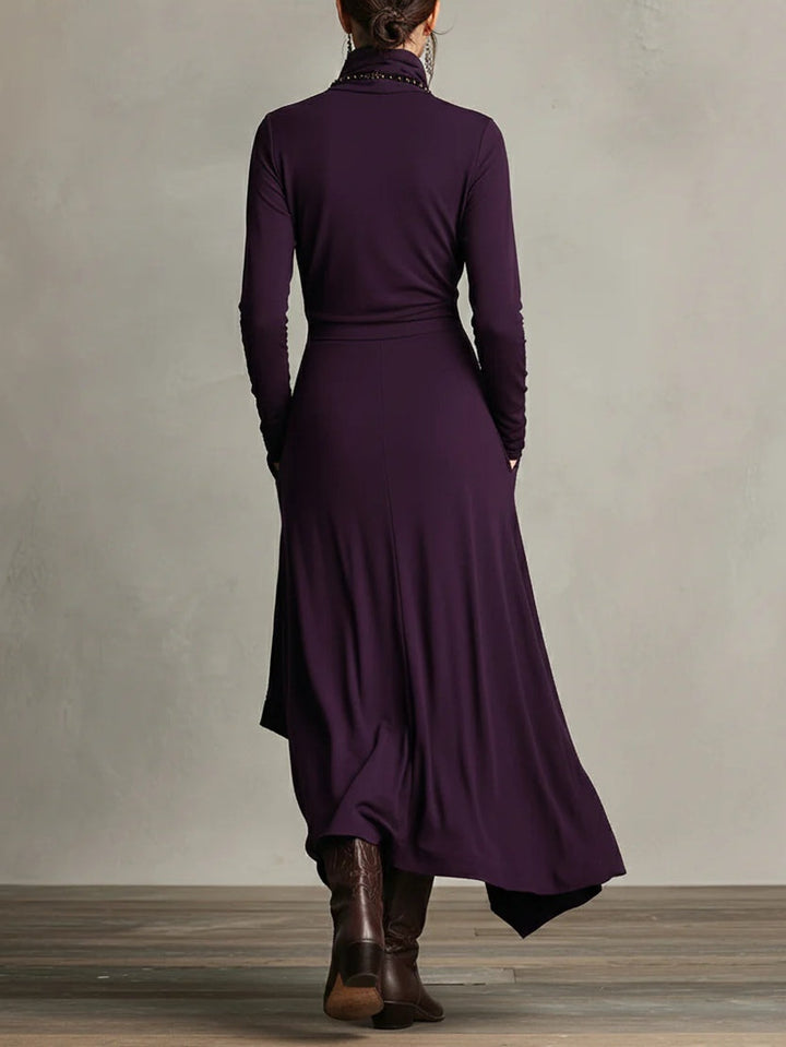 Lori | Robe Vintage Asymétrique à Col Roulé