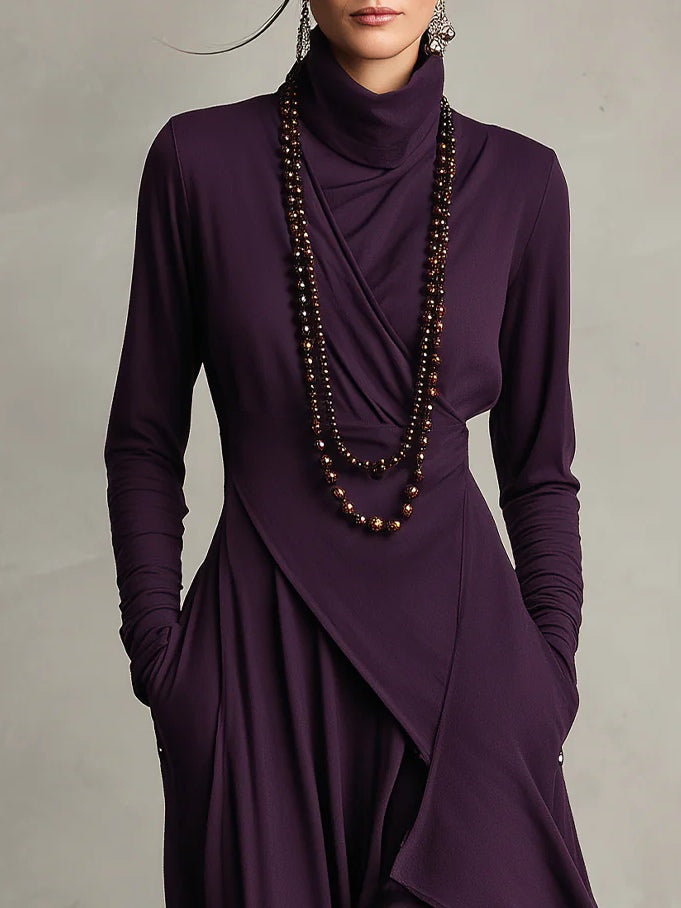 Lori | Robe Vintage Asymétrique à Col Roulé