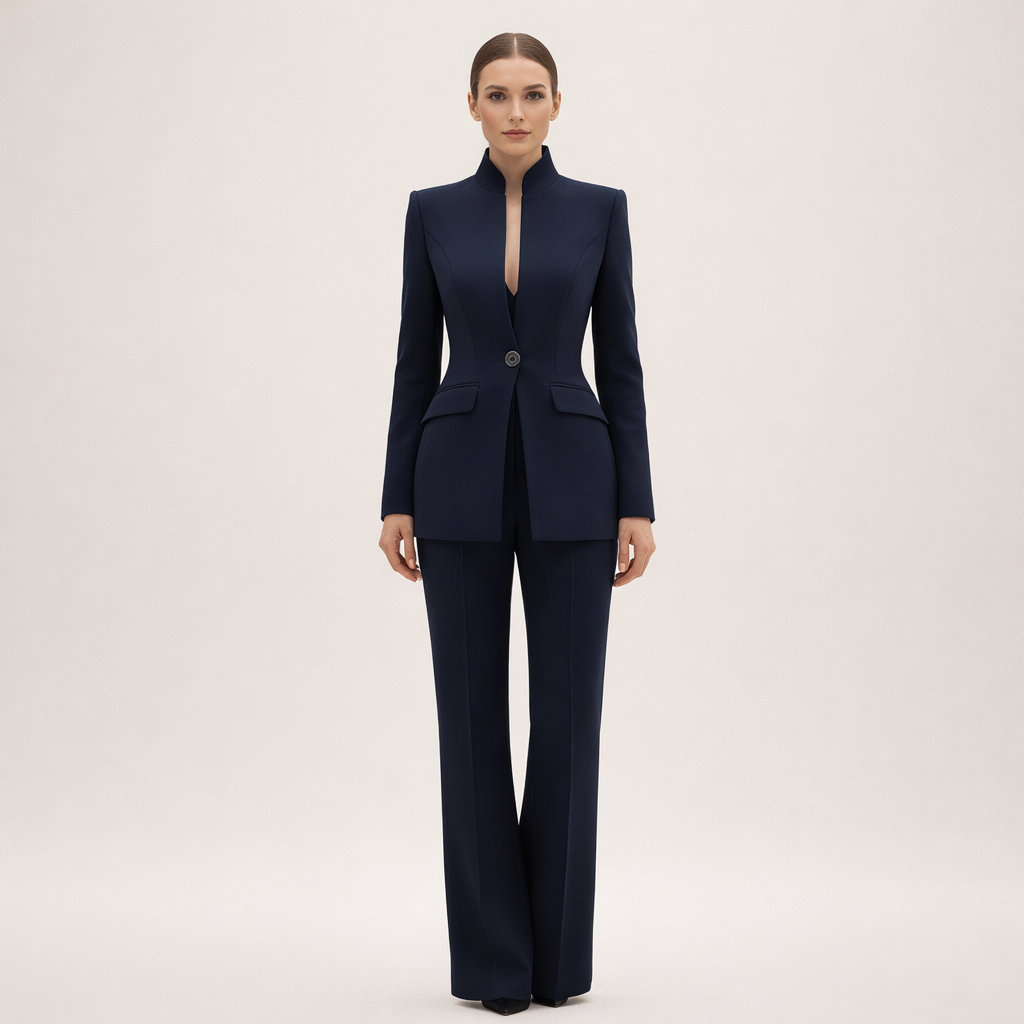 Vessia | Tailleur Ajusté à Pantalon Large