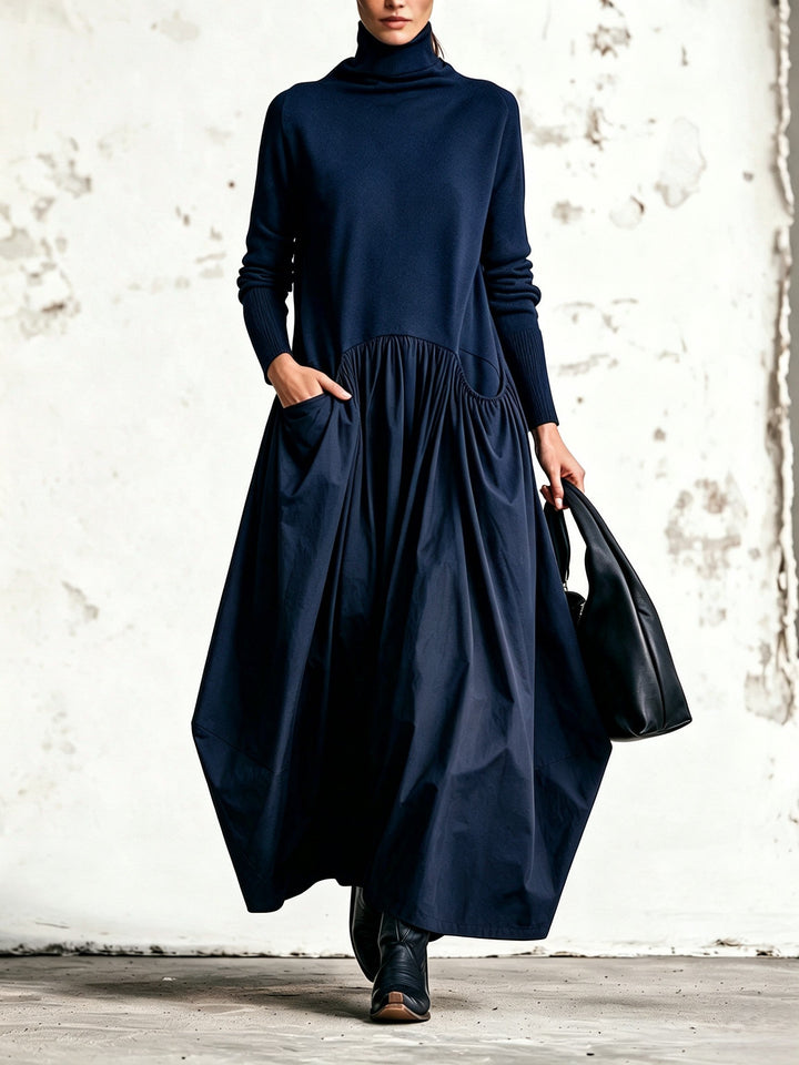 Nanette™ | Robe Longue Oversize à Col Montant et Poches