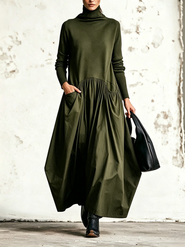 Nanette™ | Robe Longue Oversize à Col Montant et Poches