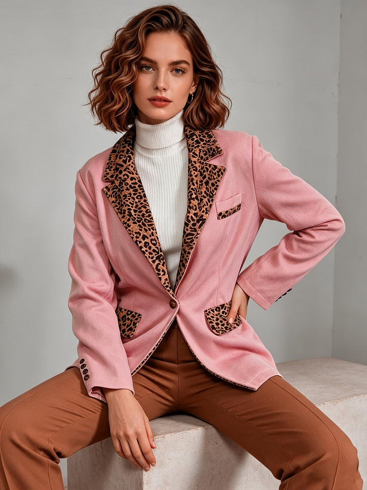 Clémentine | Blazer cintré en velours à détails léopard