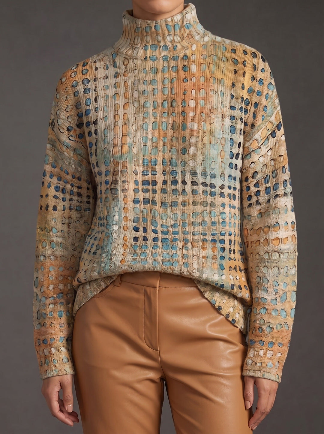 Emberly | Pull Col Roulé en Maille Chinée