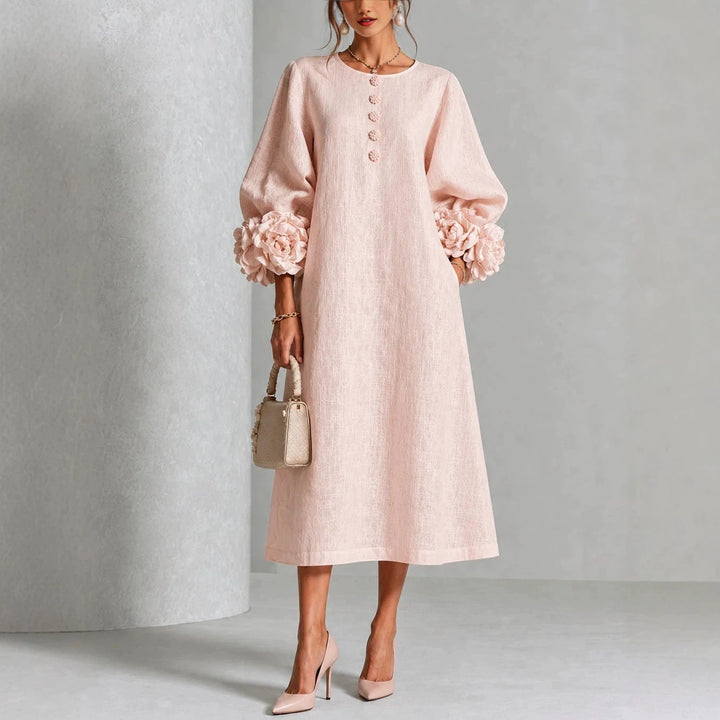 Ivy | Robe Midi Fleurie à Manchettes de Roses
