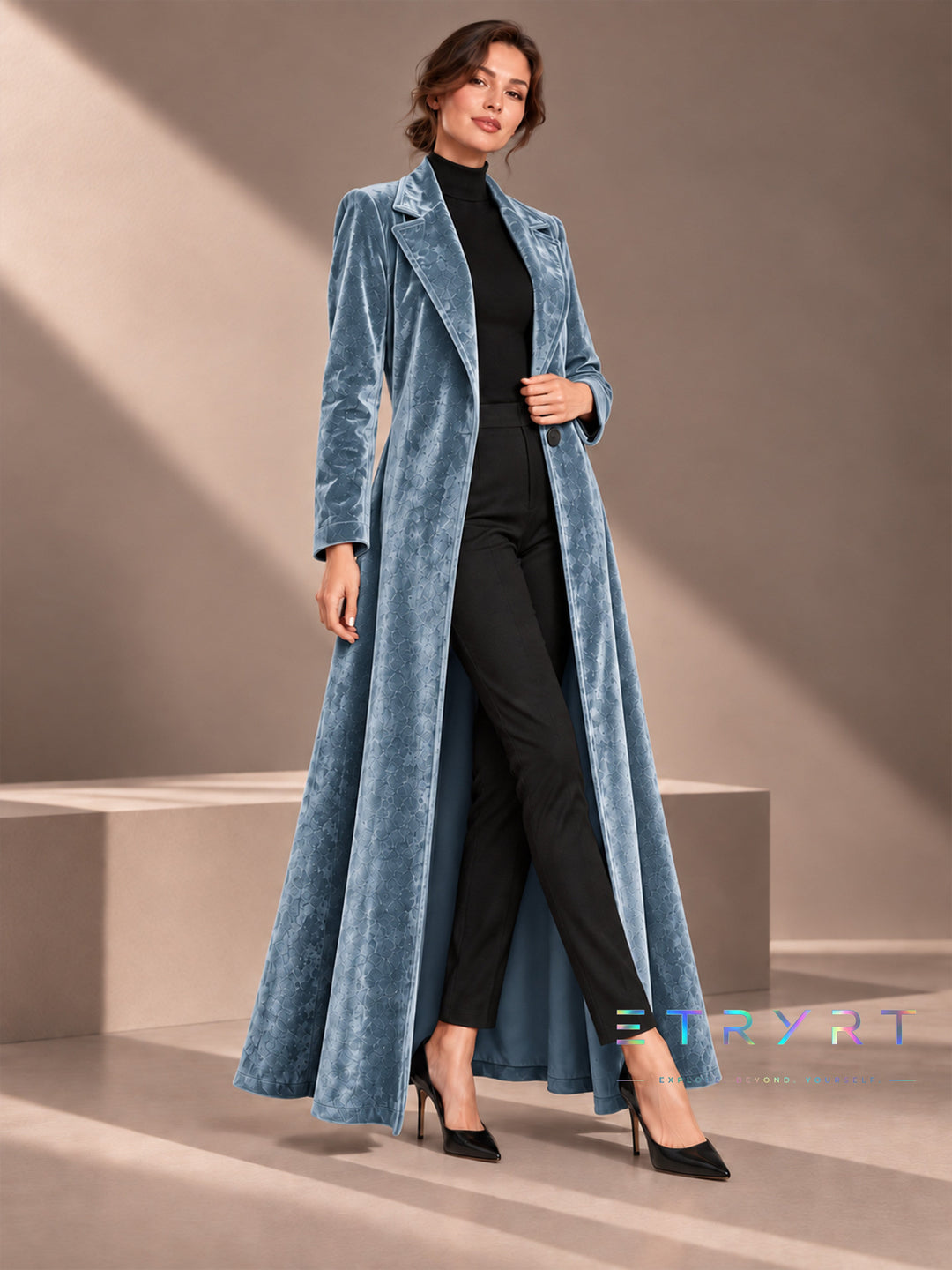 Béatrice | Manteau long en velours ouvert