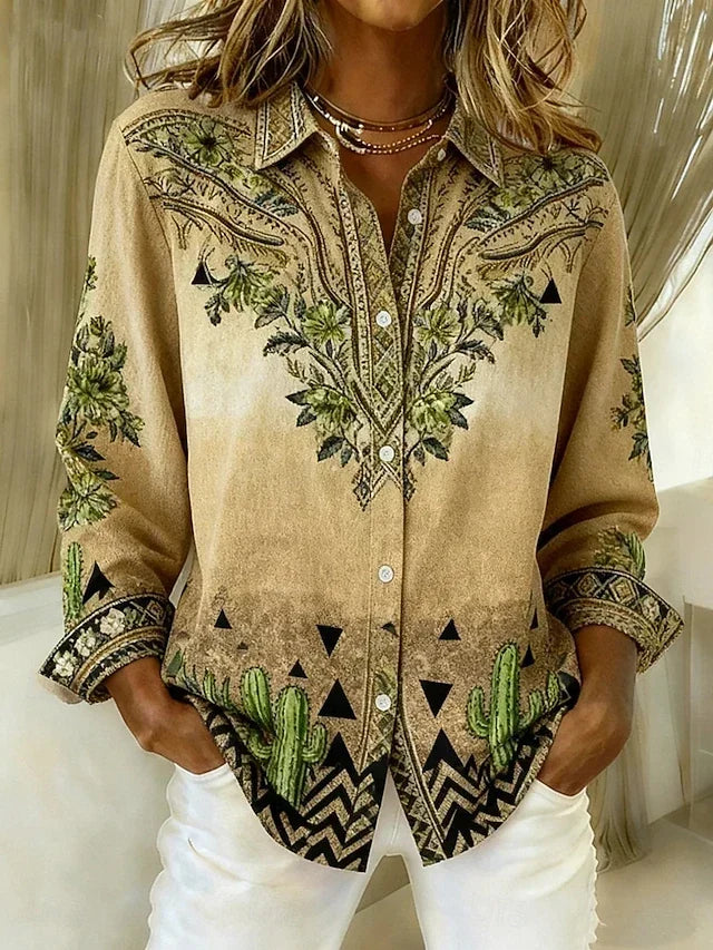 Tucson | Chemisier Boutonné Western Vintage à Fleurs