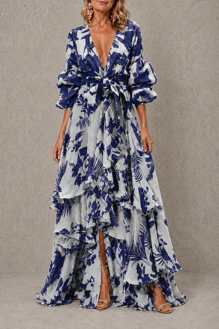 Victoria | Robe Étagée à Ceinture Nouée