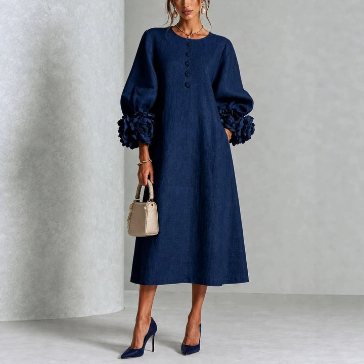 Ivy | Robe Midi Fleurie à Manchettes de Roses
