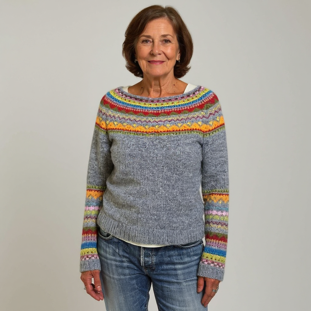 Pull Maille Empiècement Arc-en-ciel Sylvie