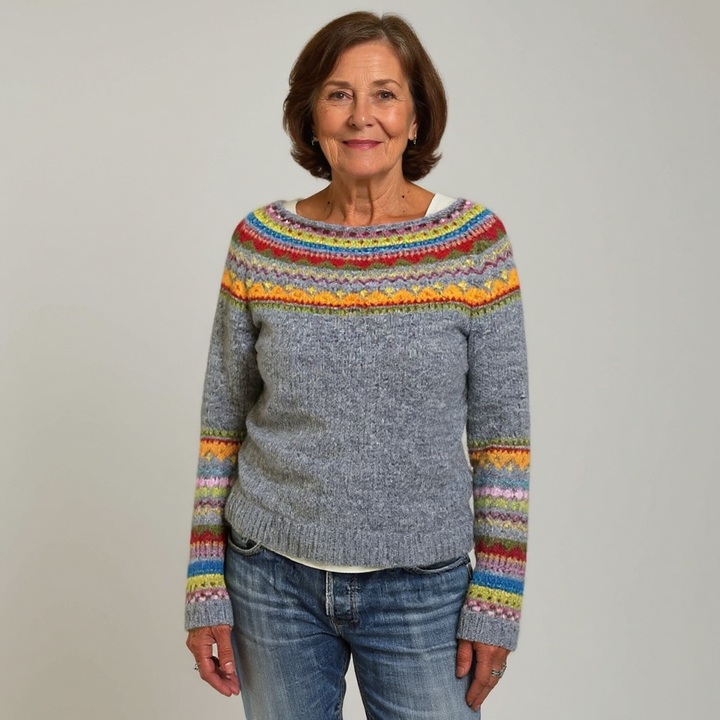 Pull Maille Empiècement Arc-en-ciel Sylvie