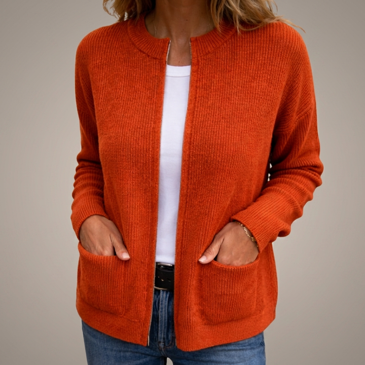 Diane | Cardigan Zippé en Maille Douce