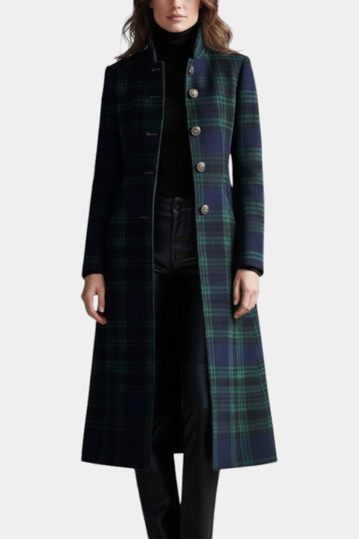 Rébecca | Manteau mi-long cintré à carreaux