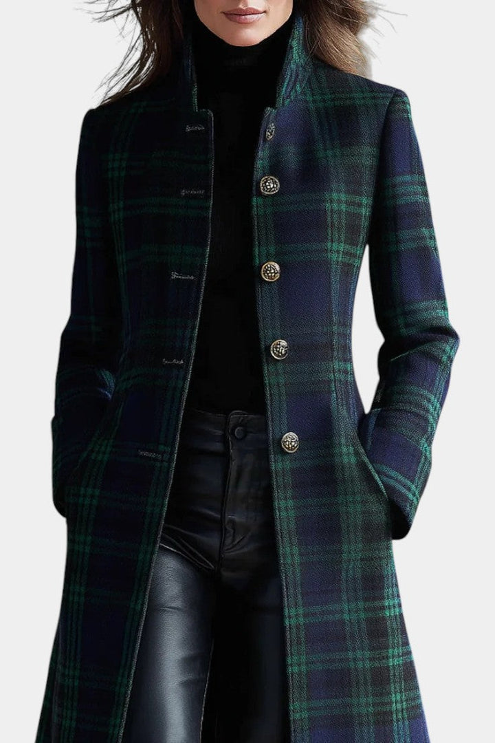 Rébecca | Manteau mi-long cintré à carreaux