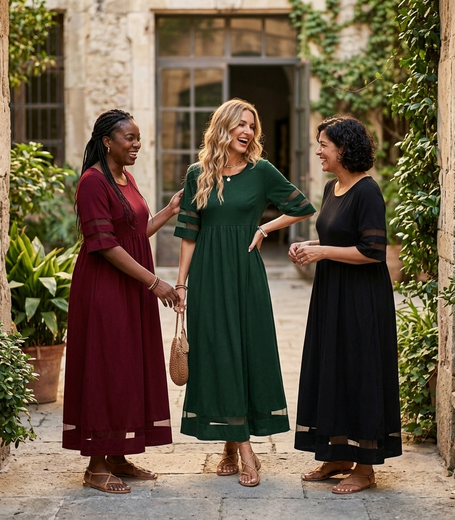 Aubrey | Robe Midi Flatteuse Effet Ventre Plat
