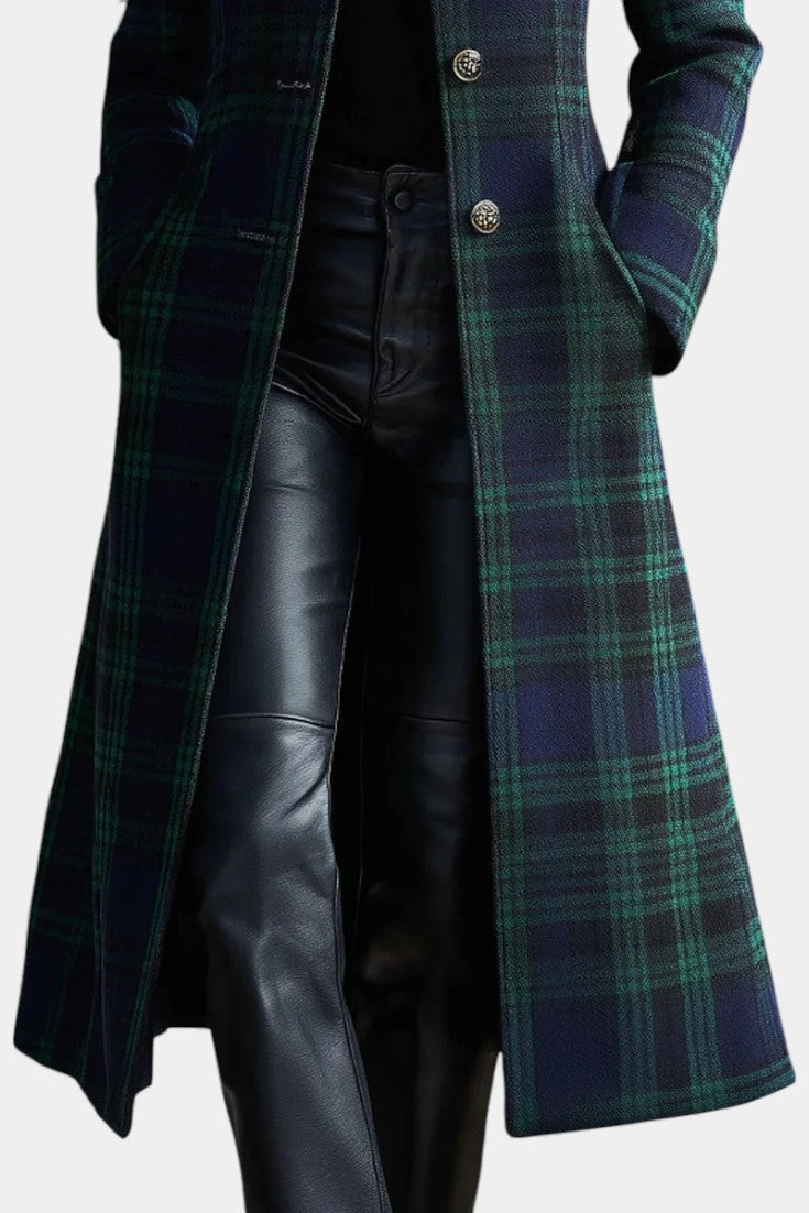 Rébecca | Manteau mi-long cintré à carreaux