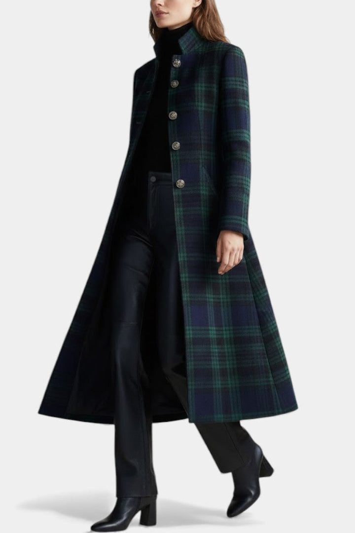 Rébecca | Manteau mi-long cintré à carreaux