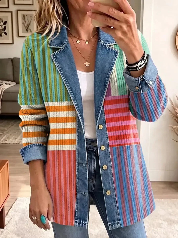Harper | Veste Rétro à Motif Géométrique